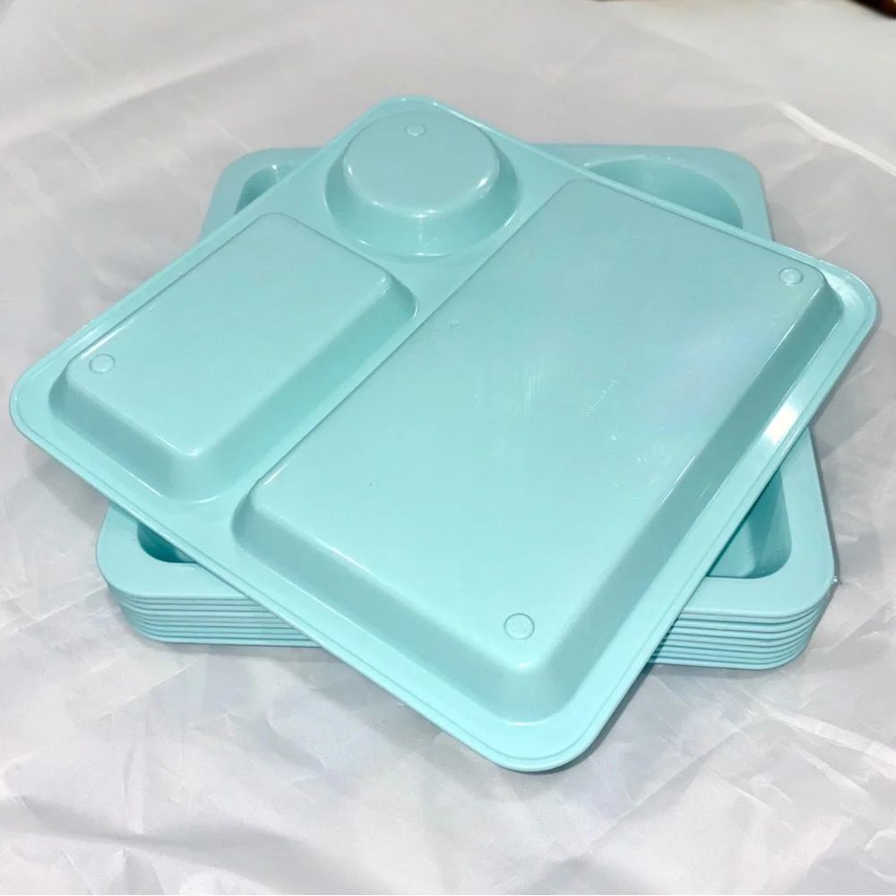 5 Divided Plates Trays Blue 3 Section Unbreakable BPA Free Pillowfort Kids Dish
